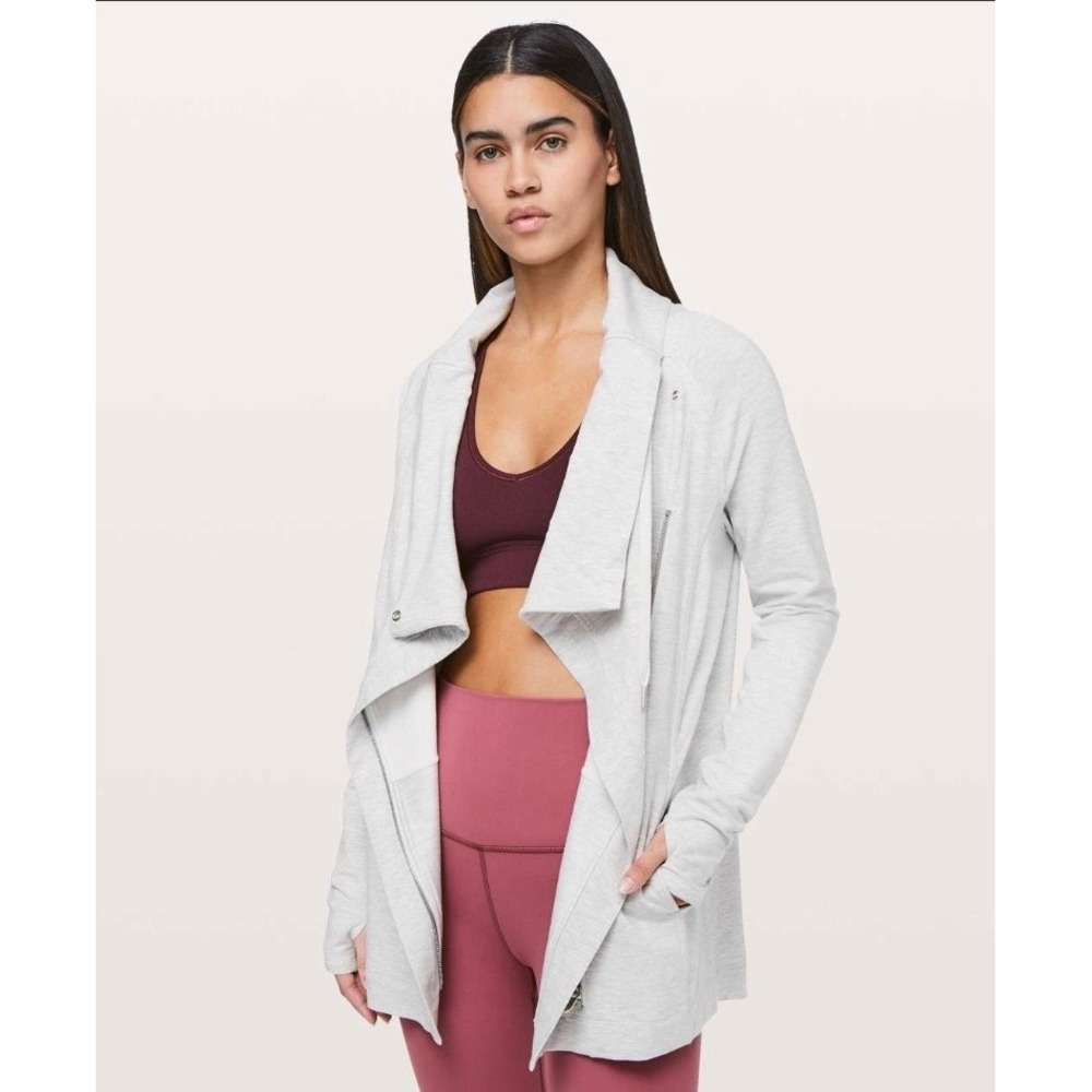 Lululemon Coast Easy Wrap Grey Convertible Collar Cardigan Size 8